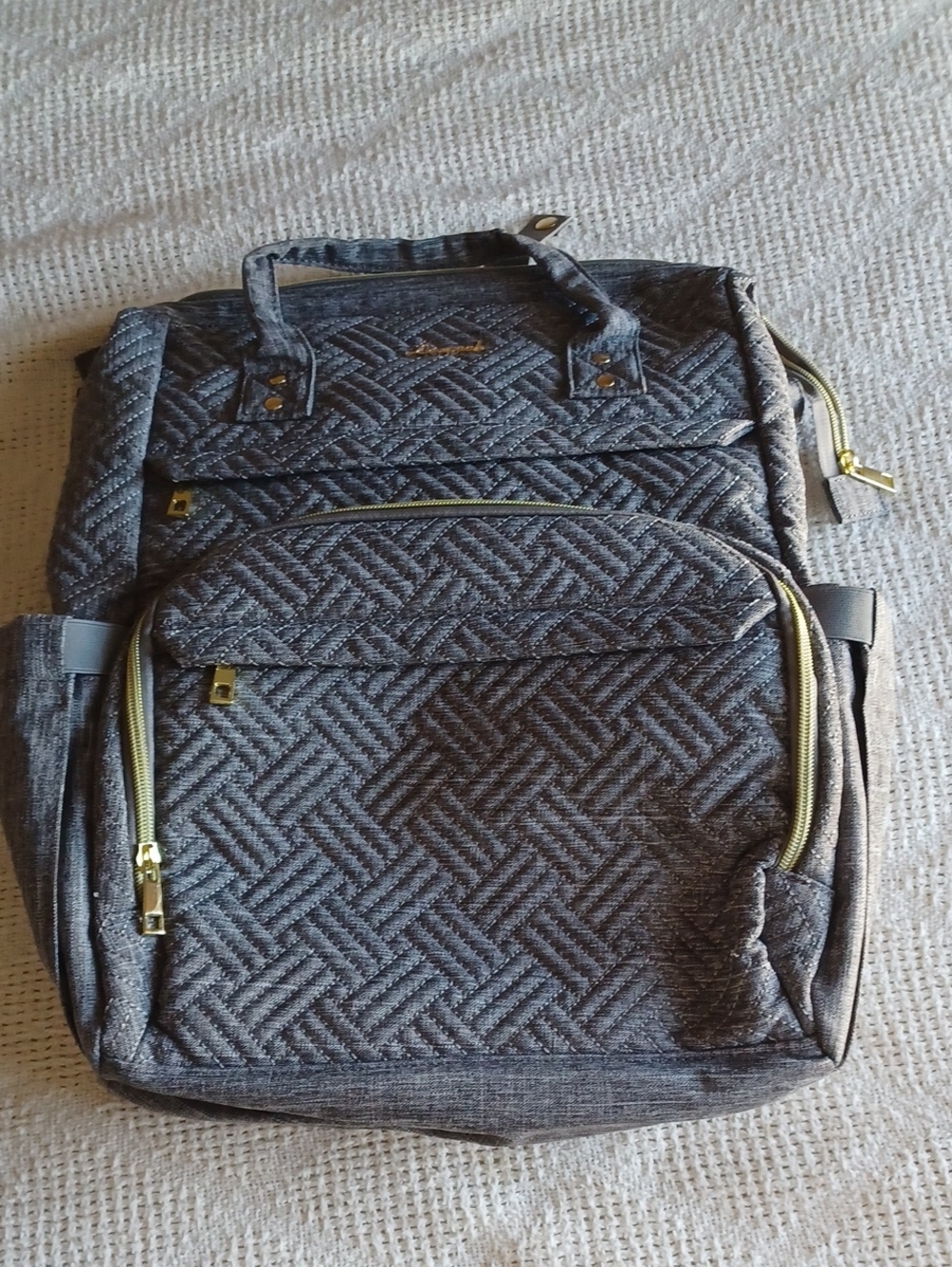 Quilted Gray Men's Backpack Tote - Versatile Everyday Bag